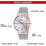 Jainx Silver Mesh Design Steel Chain Analog Wrist Watch for Women & Girls - JW8658