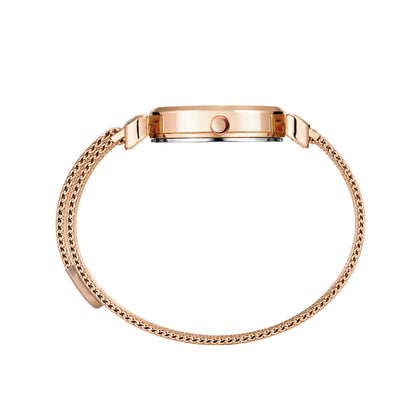 Jainx Rose Gold Mesh Design Steel Chain Analog Wrist Watch for Women & Girls - JW8659