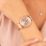 Jainx Rose Gold Mesh Design Steel Chain Analog Wrist Watch for Women & Girls - JW8659