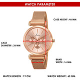 Jainx Rose Gold Mesh Design Steel Chain Analog Wrist Watch for Women & Girls - JW8659