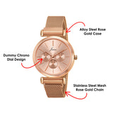 Jainx Rose Gold Mesh Design Steel Chain Analog Wrist Watch for Women & Girls - JW8659