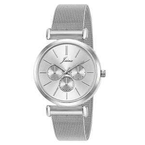 Jainx Silver Mesh Design Steel Chain Analog Wrist Watch for Women & Girls - JW8660