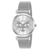 Jainx Silver Mesh Design Steel Chain Analog Wrist Watch for Women & Girls - JW8660
