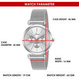 Jainx Silver Mesh Design Steel Chain Analog Wrist Watch for Women & Girls - JW8660