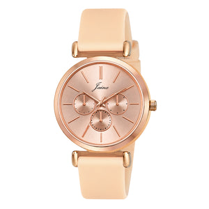 Jainx Rose Gold Silicone Band Analog Wrist Watch for Women & Girls - JW8662