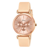Jainx Rose Gold Silicone Band Analog Wrist Watch for Women & Girls - JW8662