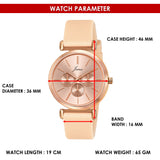 Jainx Rose Gold Silicone Band Analog Wrist Watch for Women & Girls - JW8662