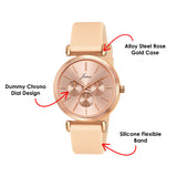 Jainx Rose Gold Silicone Band Analog Wrist Watch for Women & Girls - JW8662