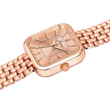 Rose gold bracelet style women’s watch with metal strap and square dial