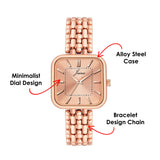 Jainx rose gold bracelet watch for women with feature highlights