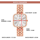 Silver square dial rose gold bracelet watch product specifications