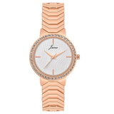 White dial crystal rose gold bracelet watch for women