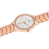 White dial crystal rose gold bracelet watch for women