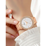 White dial crystal rose gold bracelet watch for women