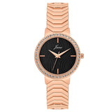 Black dial crystal rose gold bracelet watch for women