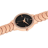 Black dial crystal rose gold bracelet watch for women