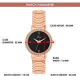 Black dial crystal rose gold bracelet watch for women