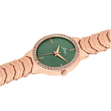 Green dial bracelet watch for women with rose gold strap