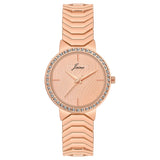 Rose gold textured dial bracelet watch for women with crystal bezel