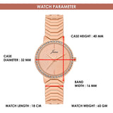 Rose gold textured dial bracelet watch for women with crystal bezel