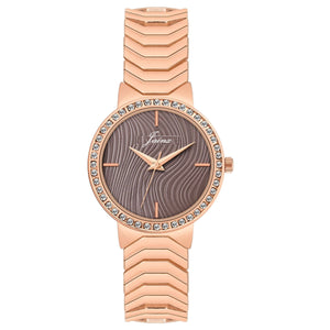 Rose gold chain strap analog watch for women with crystal bezel