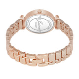 Back view of rose gold women’s chain strap analog watch