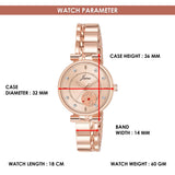 Rose gold analog wrist watch for girls and women with jewelry clasp