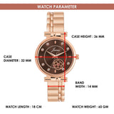 Jainx women’s brown dial analog watch with quartz movement details