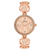 Rose gold analog watch for women with designer bracelet style strap