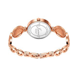 Crystal studded rose gold watch for women with round analog dial