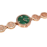 Jainx green dial rose gold crystal studded bracelet watch for women