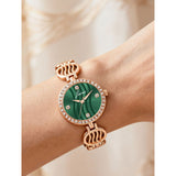 Jainx green dial rose gold crystal studded bracelet watch for women