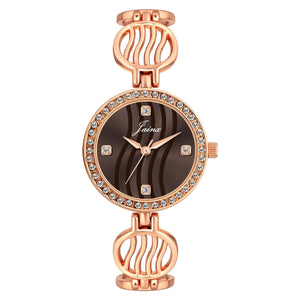 Jainx brown dial crystal studded bracelet watch for women