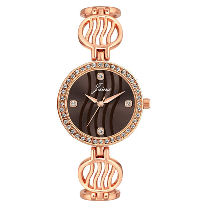Jainx brown dial crystal studded bracelet watch for women