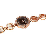 Side view of brown dial rose gold bracelet watch for women