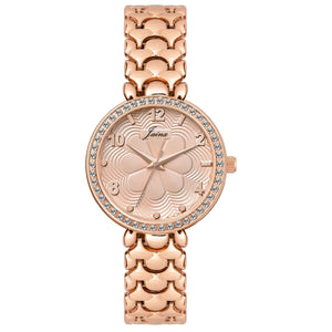 Jainx rose gold texture dial bracelet watch for women