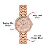 Jainx rose gold texture dial bracelet watch for women