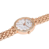 White dial watch for women with rose gold chain strap