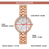 Jainx white texture dial analog watch for women with crystal bezel