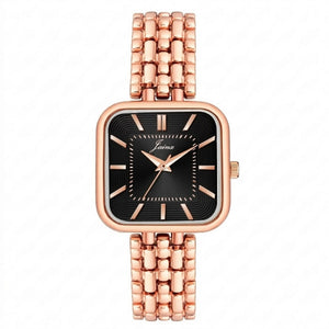 Jainx JW8683 rose gold bracelet watch for women with black square dial