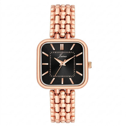 Jainx JW8683 rose gold bracelet watch for women with black square dial