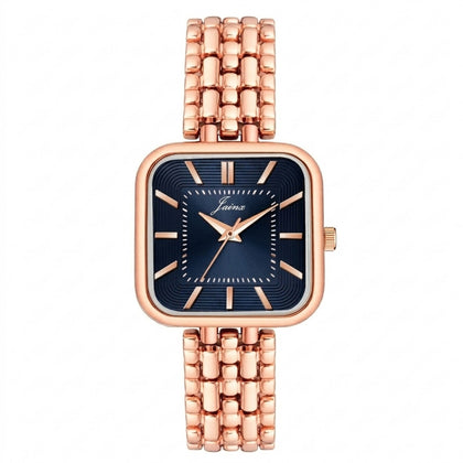 Jainx JW8684 rose gold bracelet watch for women with blue square dial