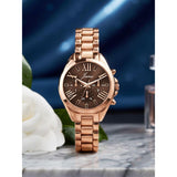 Jainx rose gold brown Roman numeral bracelet watch for women - JW8685