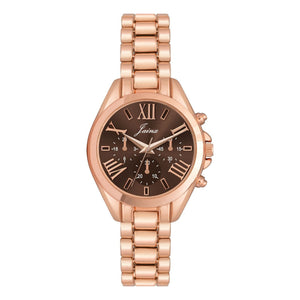 Jainx rose gold brown Roman numeral bracelet watch for women - JW8685
