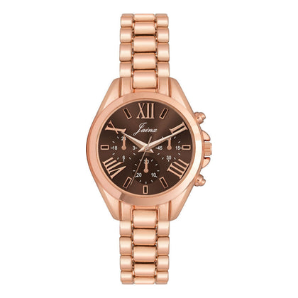 Jainx rose gold brown Roman numeral bracelet watch for women - JW8685