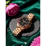 Jainx rose gold black Roman numeral bracelet watch for women - JW8686
