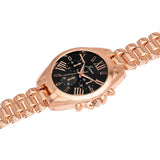 Jainx rose gold black Roman numeral bracelet watch for women - JW8686
