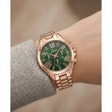 Jainx rose gold green Roman numeral bracelet watch for women - JW8688
