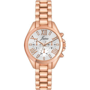 Jainx rose gold white Roman numeral bracelet watch for women - JW8689
