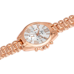 Jainx rose gold white Roman numeral bracelet watch for women - JW8689
